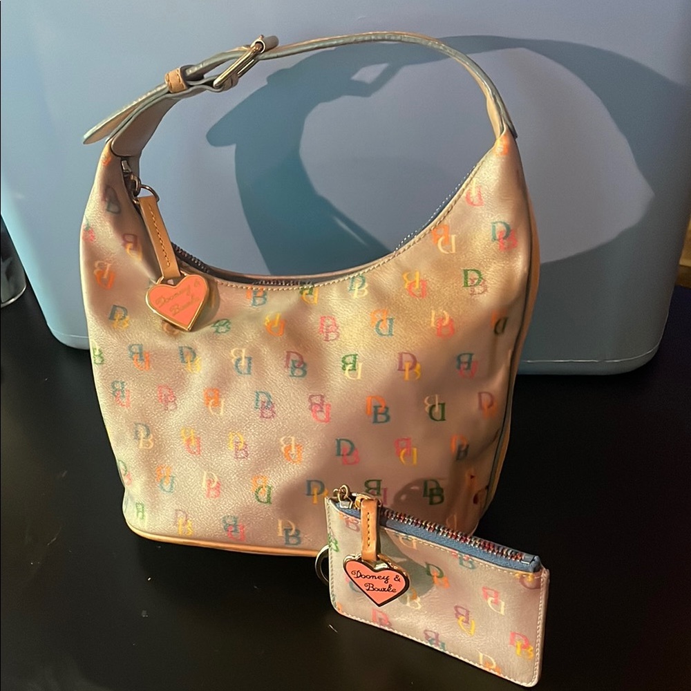 Dooney & Bourke Blue Hobo Bag and coin pouch key ring